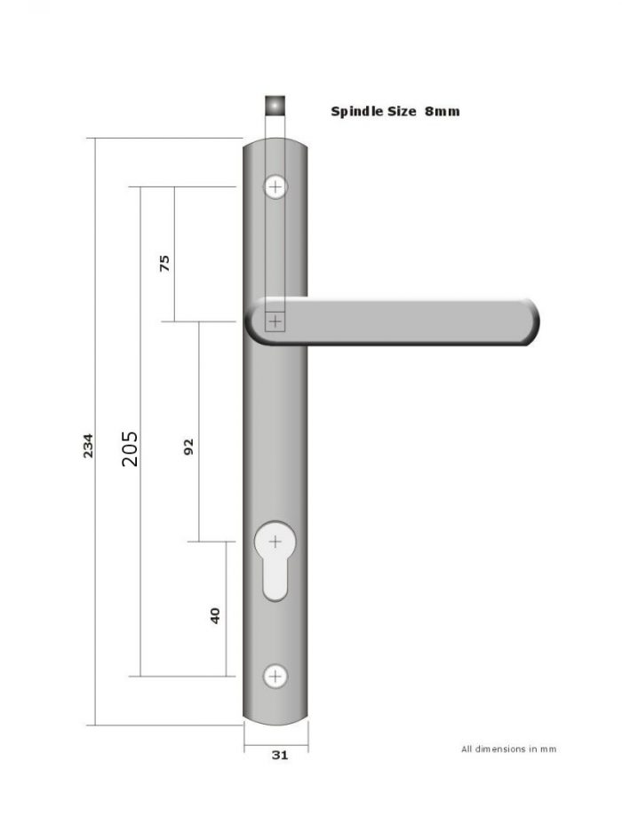 Avocet Pioneer Platinum Gold uPVC Door Handle 205mm Screw Fix - Image 2