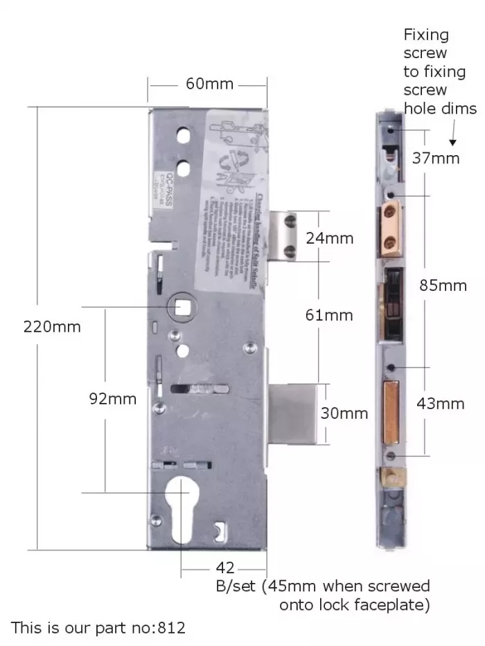 Door Lock Gearbox Case 45mm Backset uPVC Laird Saracen Surelock - Image 2