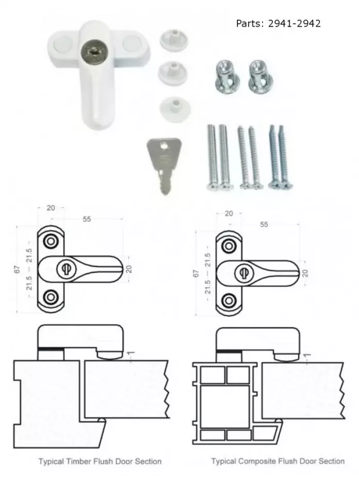 Composite Door Locking Sash Jammer Flush Timber uPVC Security Bolt - Image 4