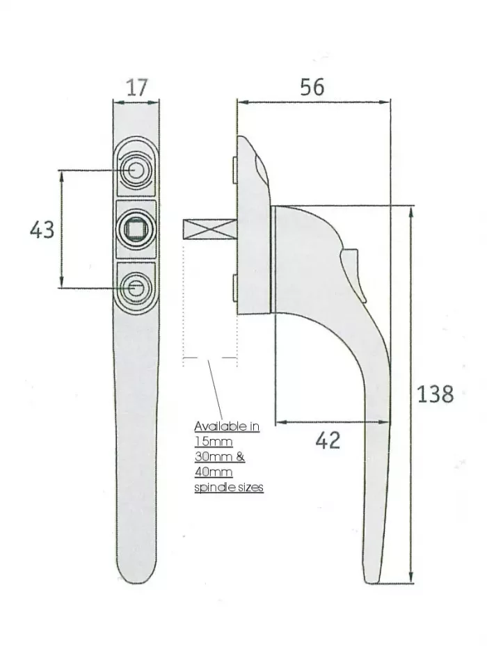 Vita HB117 Inline Non Handed uPVC Window Lock Handles Five Colors - Image 6