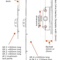 Maco Inline uPVC Window Lock Rod 20mm Or 22mm Backset - Image 3