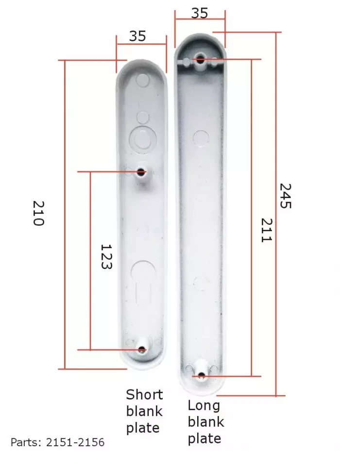 Trojan Blank External uPVC Door Handle Cover Plate No Hole Metal - Image 2