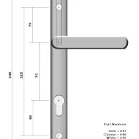 uPVC Door Handle 215mm Screw Fix Spring Loaded - Image 7