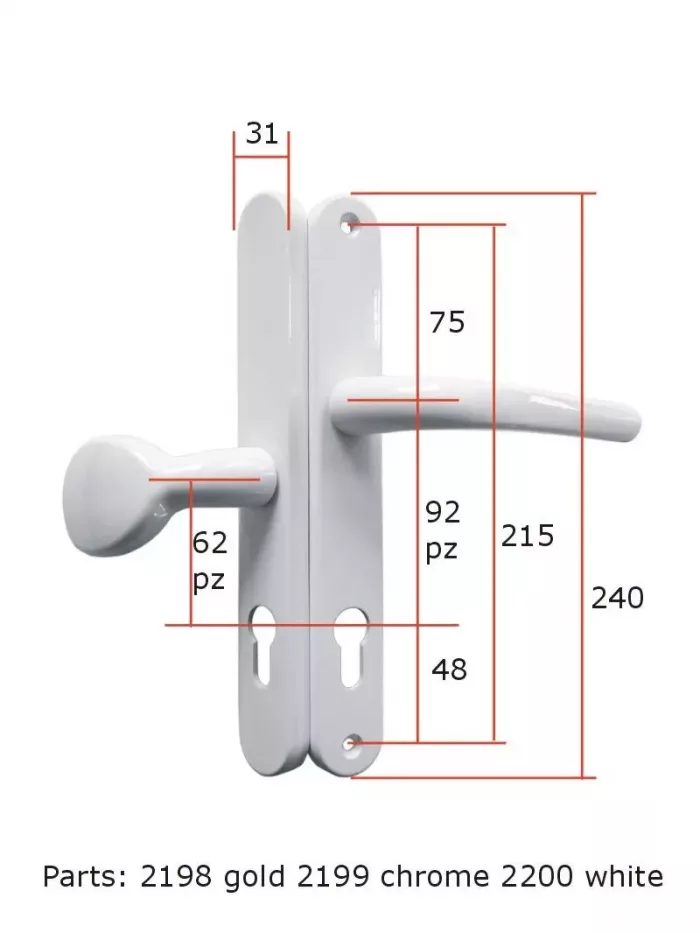 Vita Lever Pad Offset Door Handle 92 and 62mm PZ with 215mm Screw Fix - Image 7